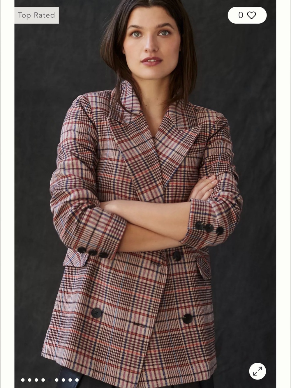Avec Les Filles Double Breasted Knit Blazer Plaid Academia Preppy Office Sz LP